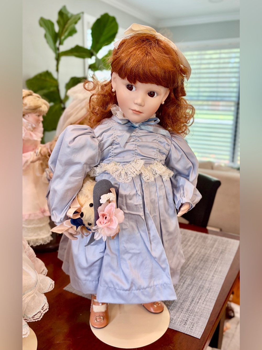 Vintage Porcelain Doll Adell with teddy bear by Jan Hagara